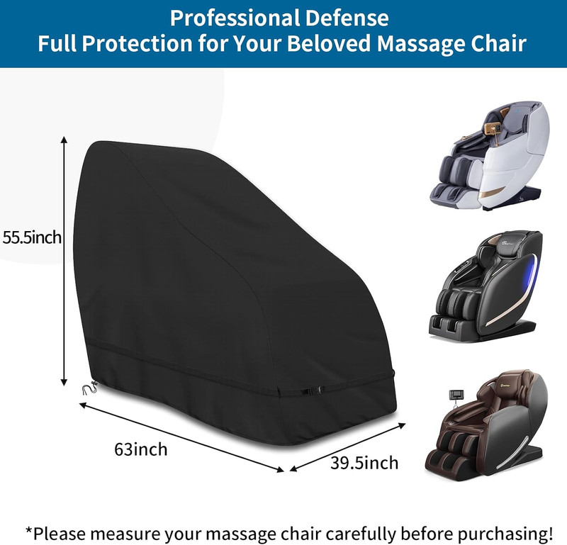 Waterproof Dustproof Massage Chair Cover for Zero Gravity Recliners, Black gallery