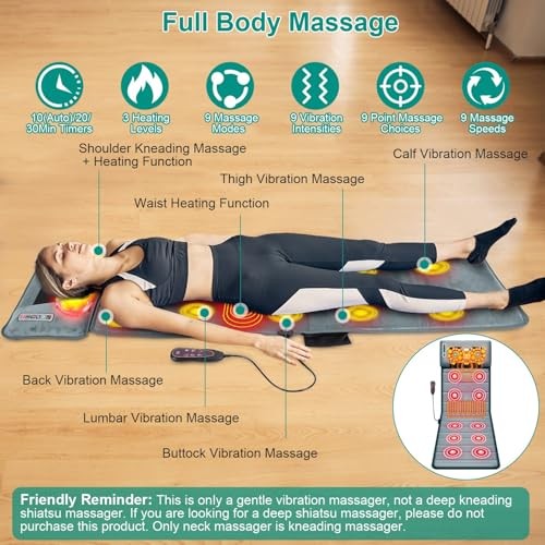 Electric Massage Mat Full Body Massage Ergonomic Vibration 54.33*19.7 Grey2 gallery