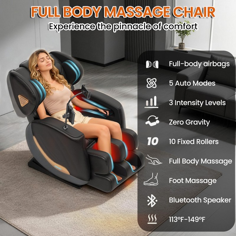 Full Body Massage Chair Recliner w/ Heat, Zero Gravity, Bluetooth, Airbags gallery