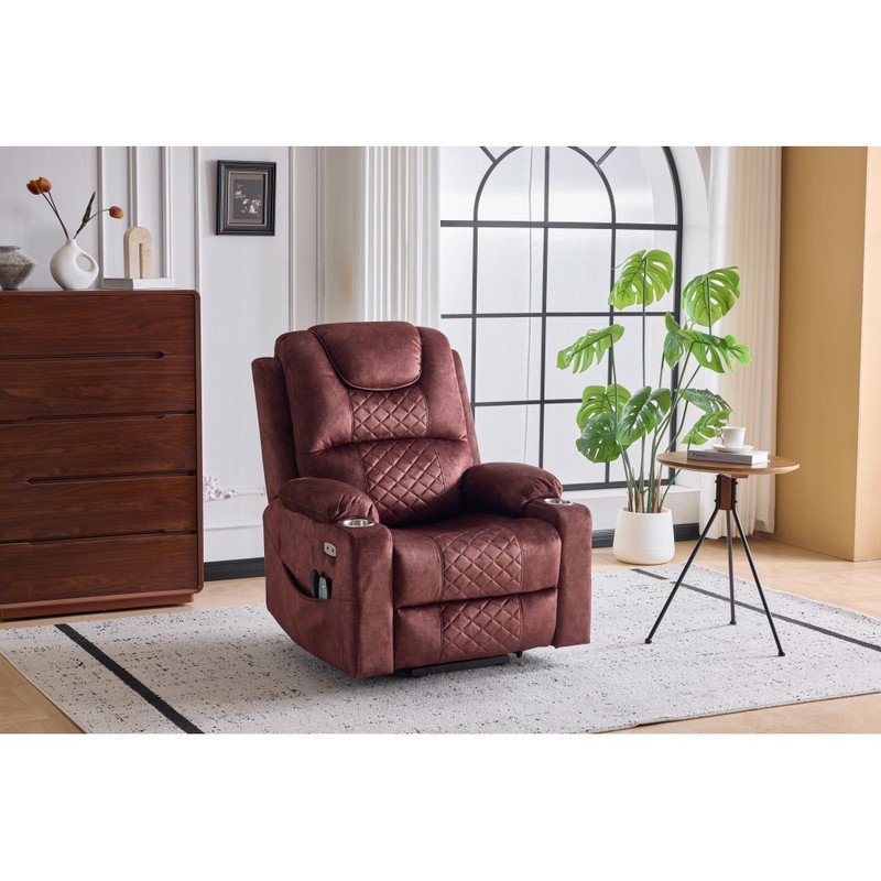 Oversized Power Lift Recliner with Massage & Heat, USB Cup Holders for Elderly