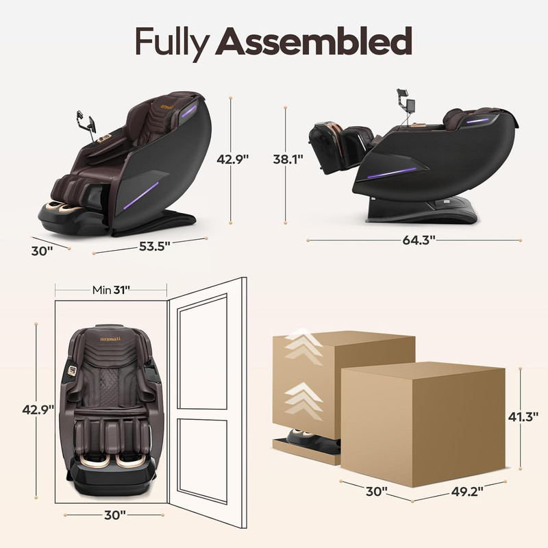 4D Shiatsu Massage Chair with Zero Gravity, Heating, AI Voice & Touch Screen gallery