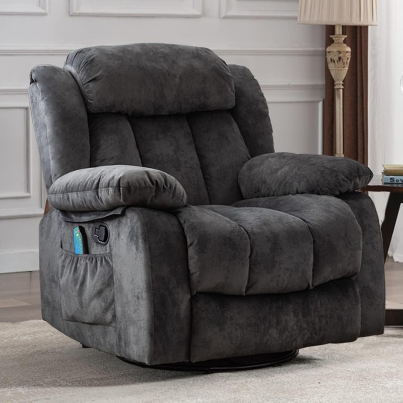 Massage Swivel Rocker Recliner W/ Heat & Vibration Manual Rocking Recliner Chair