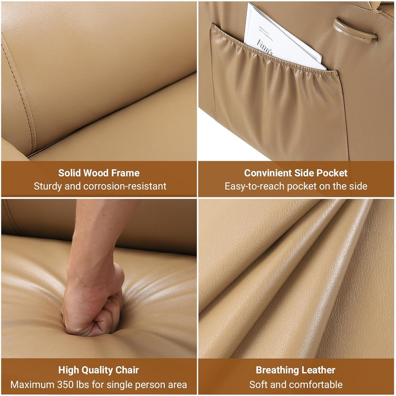 PU Leather Power Lift Recliner Chair with Massage and Heat, Adjustable Back and gallery