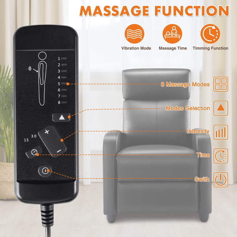Adjustable Massage Recliner Chair with Lumbar Support for Living Room, Black gallery