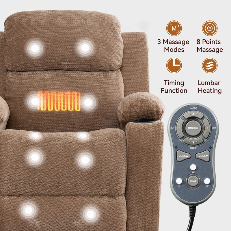 350 lbs Power Lift Recliner Chair w/ 8-Point Vibration Massage & Heat Heavy Duty gallery