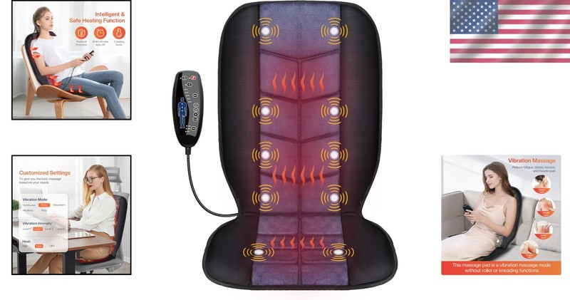 Relaxing Massage Seat Cushion with 5 Modes & Adjustable Heating Levels - 3.5 lbs gallery
