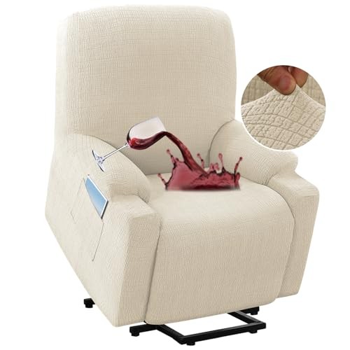 100% Waterproof Stretch Couch Cover Power Lift Recliner Cover for Small Ivory gallery