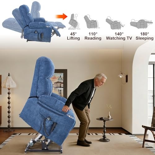 Oversized Recliner Electric Lift Chair, Power Lift Recliner for Big and Blue gallery