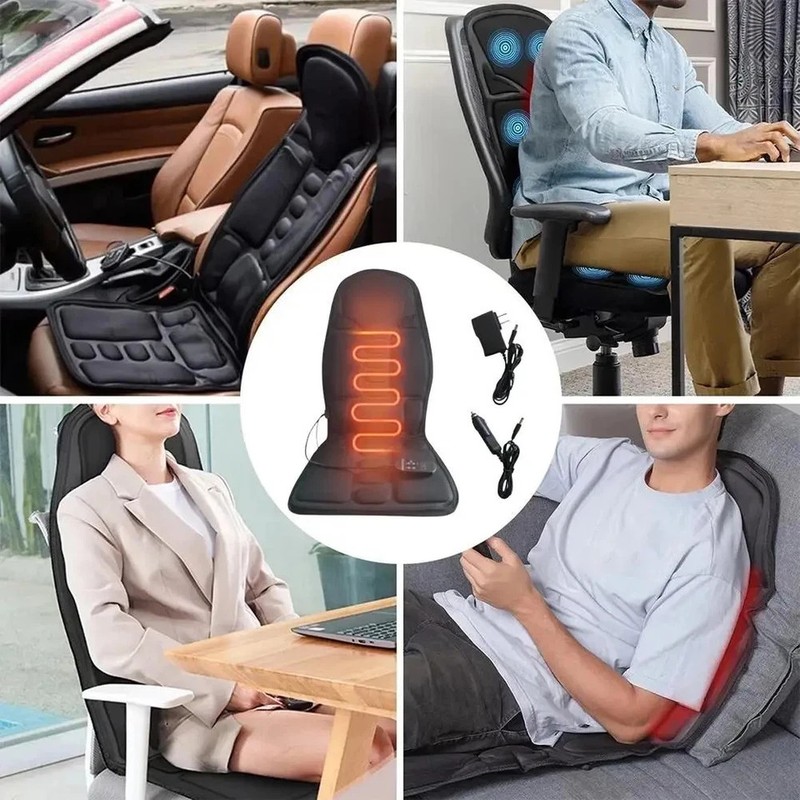Massage Seat Cushion Heated Back Neck Chair Pad 8 Mode Car Home Office AU gallery