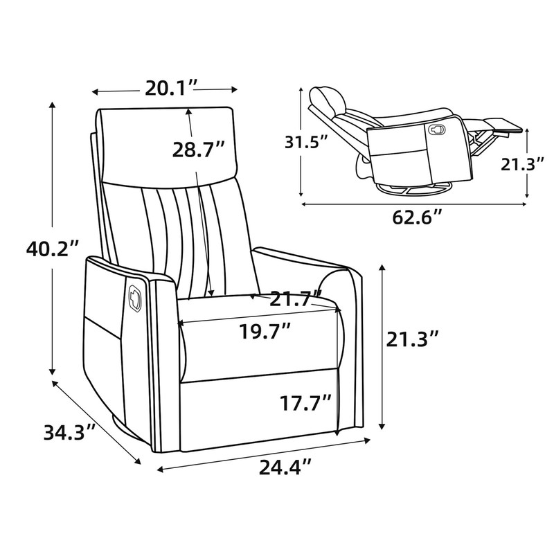 Blue Fabric Recliner Chair with Massage, Heat, Swivel & Rocker gallery