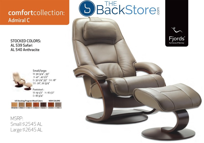 Fjords Admiral Small Recliner Chair and Ottoman AL 578 Cement Leather Lounger gallery