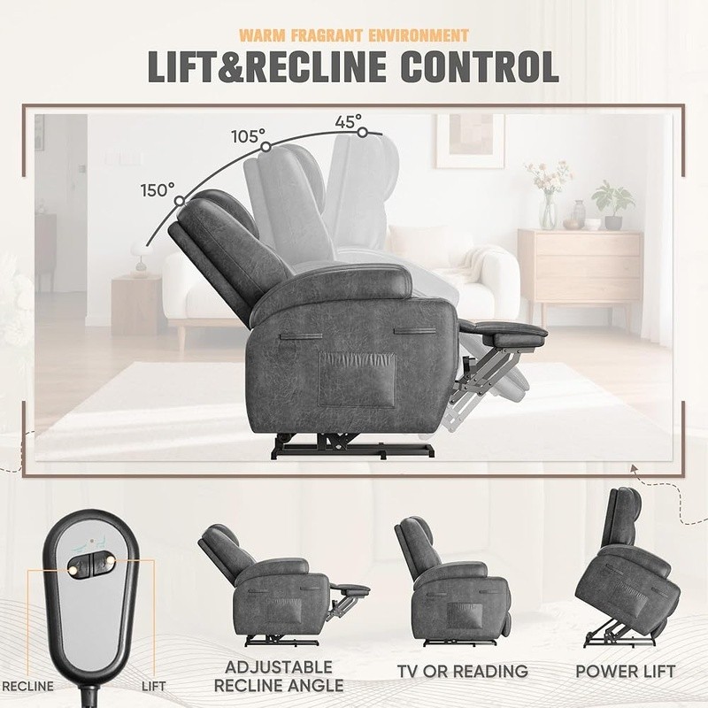 Power Lift Recliner Chair W/ Vibration Massage & Storage Pocket Easy Assembly US gallery