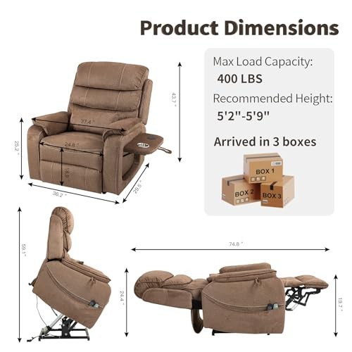 Power Lift Recliner Chair for Adults Elderly, Dual Motor Infinite Brown gallery