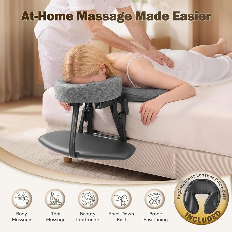 Massage Headrest for Bed, Bed Massage Head Holder & Face Cradle with Pillow |... gallery