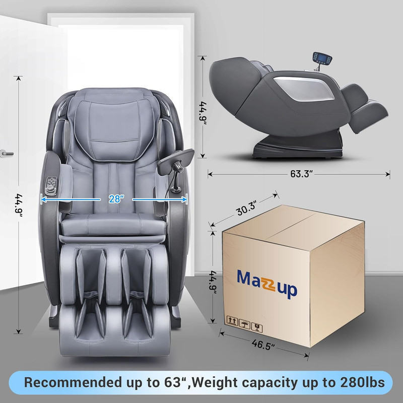 Zero Gravity Shiatsu Massage Chair with Heat & USB - Fully Assembled, Black gallery