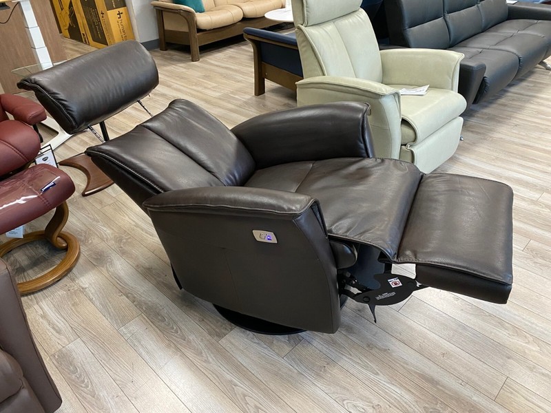 IMG Comfort Duke RM285 Power Swivel Recliner in Sauvage 559 Dark Brown Leather gallery