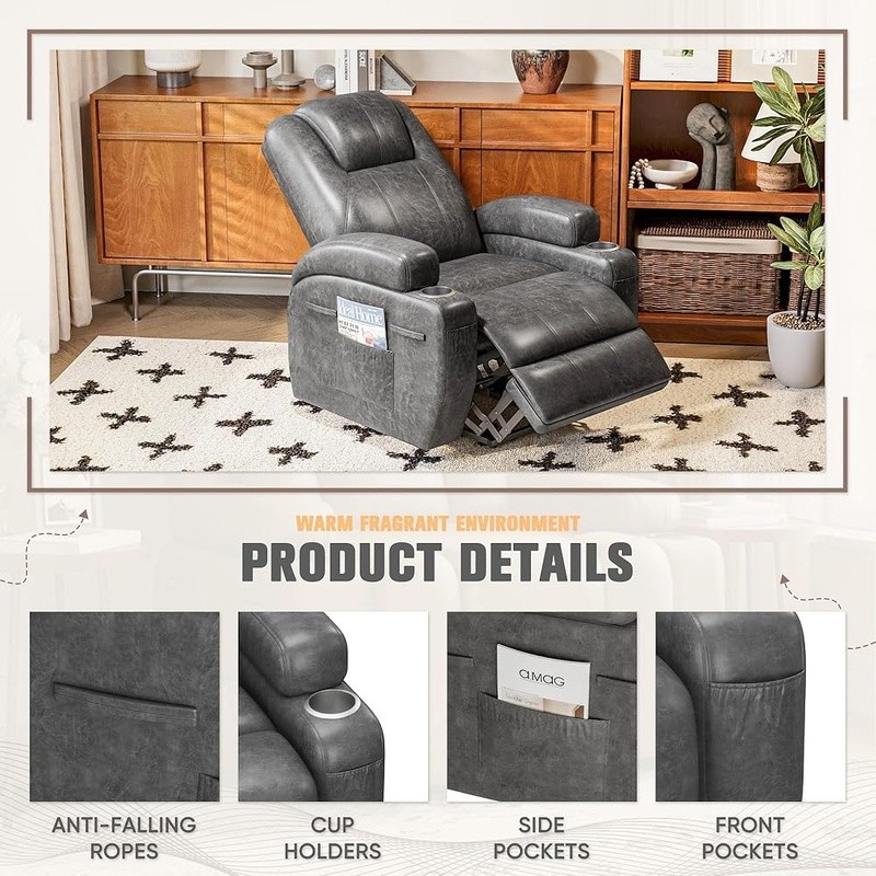 Power Lift Recliner Chair W/ Vibration Massage & Storage Pocket Easy Assembly US gallery