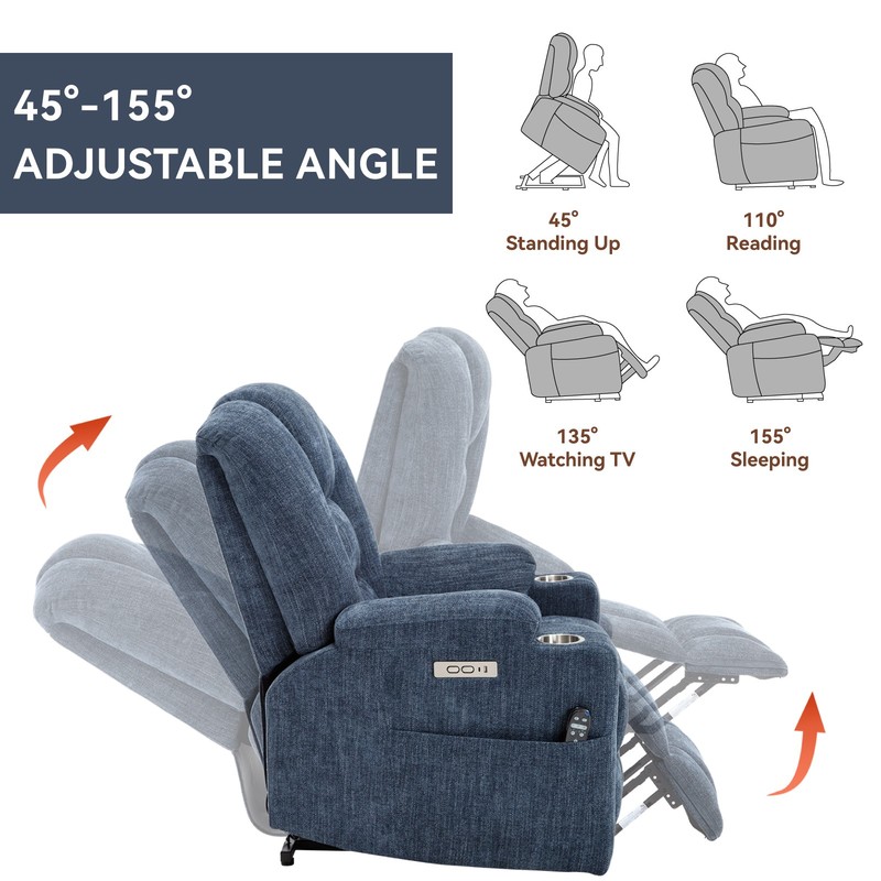 Massage Heat Power Lift Recliner for Elderly Wide Heavy Duty w/ USB Type-C Ports gallery