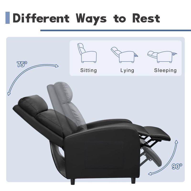 Furniwell Massage Recliner Chair for Living 29.2D x 19.9W x 38.7H in, Black gallery
