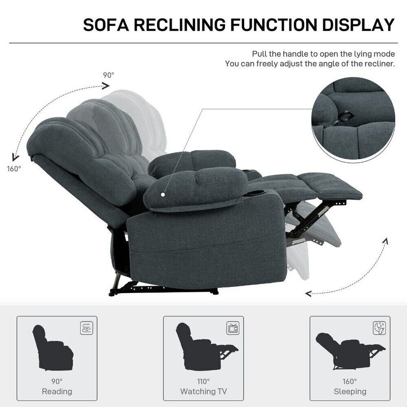 Electeic Massage Recliner Chenille Sofa Chair with Heating Vibration 330lb Load gallery