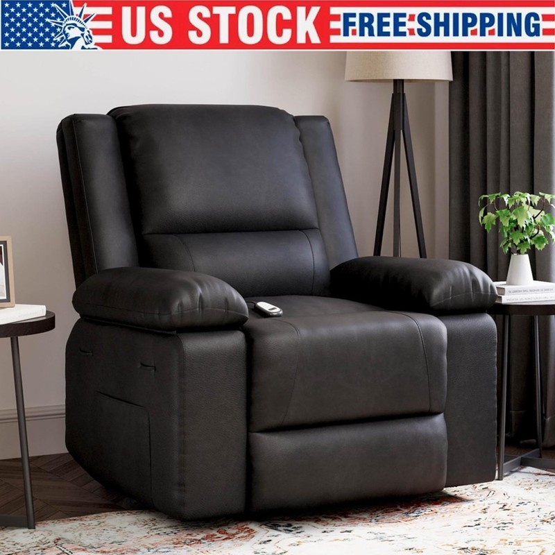 Chair Massage Heat Adjustable Backrest Power Lift Recliner PU Leather Footrest