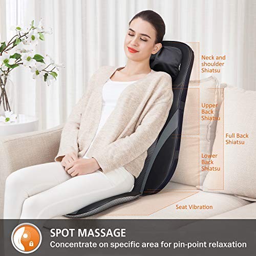 Shiatsu Back Massager with Heat -Deep Kneading Massage Chair Pad with gallery