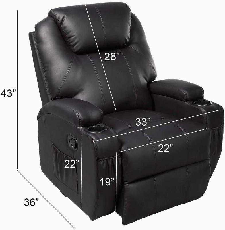 🔥73% OFF! 🔥MASSAGE HEAT RECLINER CHAIR SEAT VIBRATING CUP HOLDER BLACK gallery