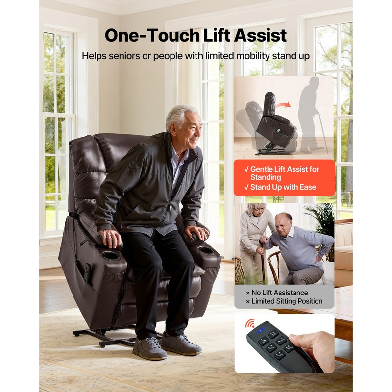 Uimoso Power Lift Recliner PU Leather Chair with Heating Massage Triple-Motor gallery
