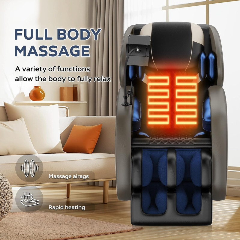 Zero Gravity Full-Body Massage Chair with Heat, Bluetooth & Adjustable Recline gallery