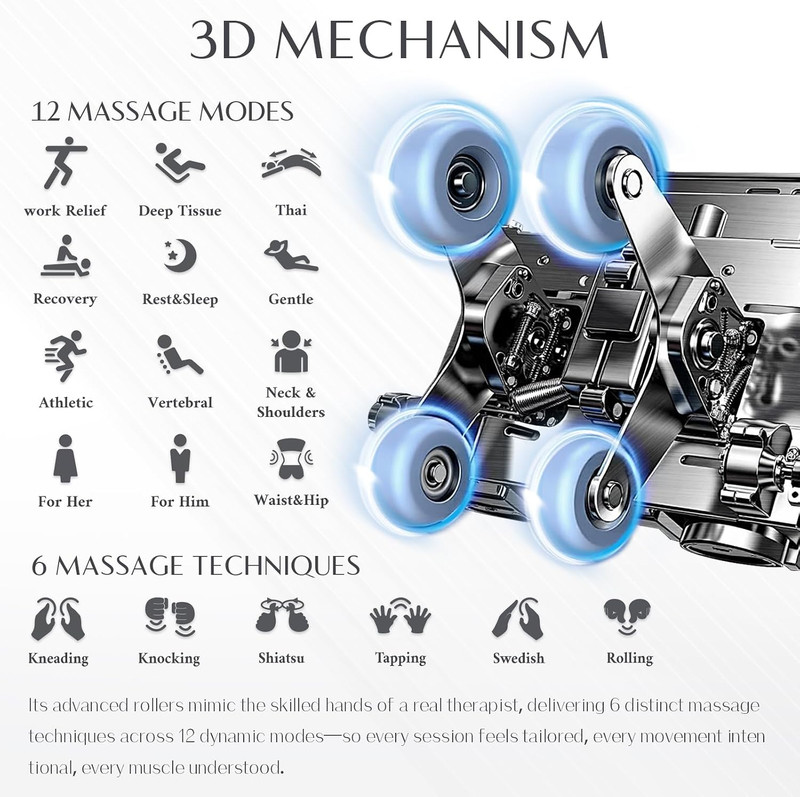 Luxury 3D Full Body Massage Chair with Zero Gravity & Bluetooth Speaker gallery
