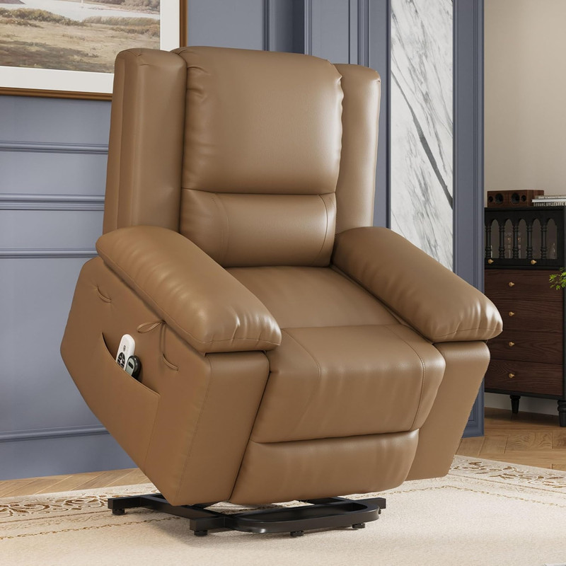 Electric Lift Recliner Chair with Heat & Massage for Elderly - PU Leather