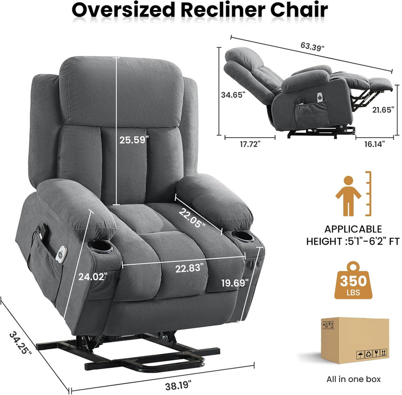 Power Lift Recliner Chair for Elderly with Vibration Massage and Lumbar Heating gallery