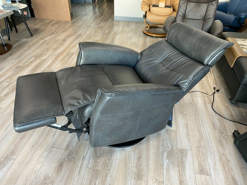 IMG Captain Power Recliner Glider Chair - Sauvage S553 Charcoal Leather - USB gallery