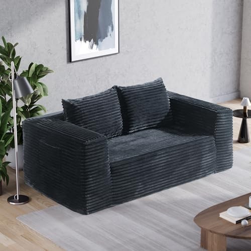 Loveseat Sofa, 71" Foam Sofa in a Box, Plush Corduroy Deep Seat Couch, No gallery