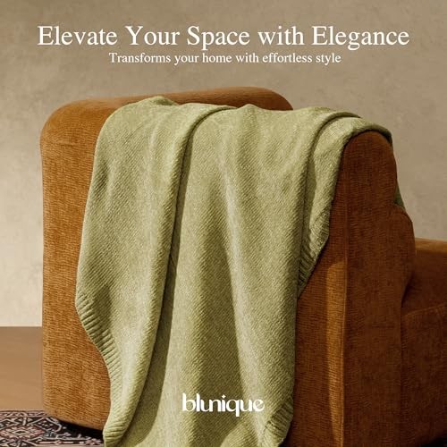 Chenille Blanket for Couch, Cozy Soft Blanket Lightweight Throw Sage Green gallery