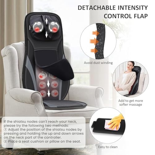 Shiatsu Back Massager with Heat -Deep Kneading Massage Chair Pad with gallery