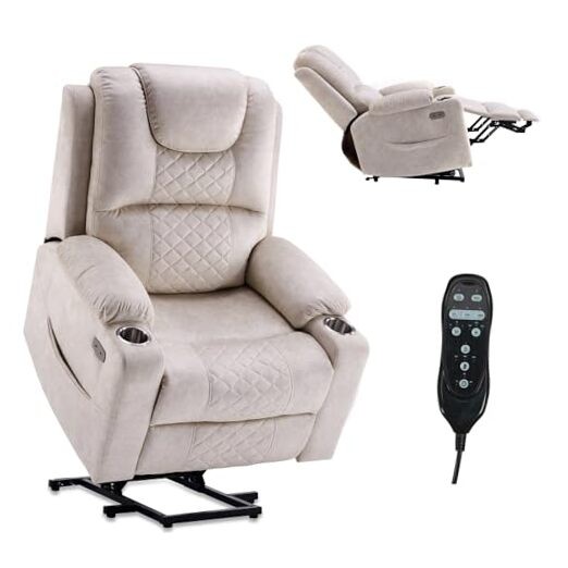 Electric Power Lift Recliner Chair big and tall for Elderly, Light Grey