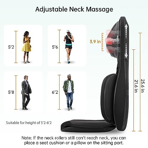 Neck Back Massager with Heat, Full Body Massage Chair Pad, Black and Grey gallery