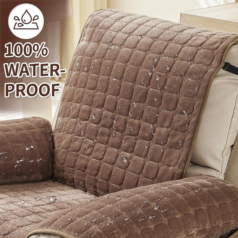 Plush Recliner Slipcover 23 Inches Washable Chair Covers Artificial 23" Coffee gallery