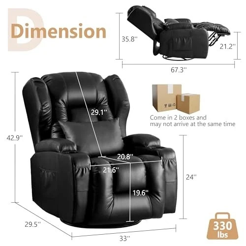 Dual Motor Power Swivel Rocker Recliner Chairs, Electric Hugger Reclining Sofa gallery