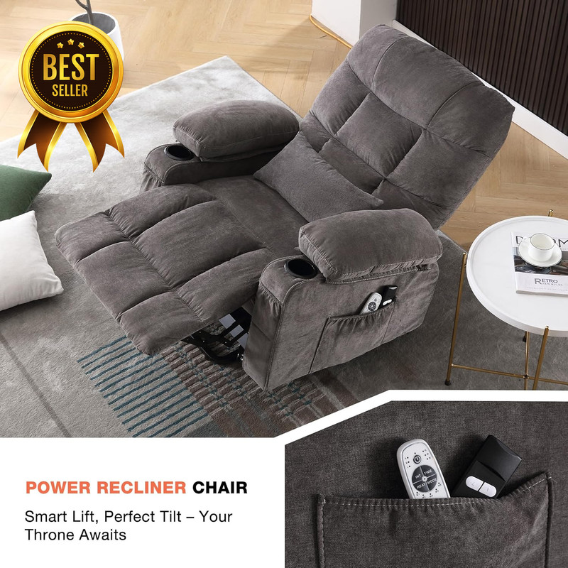Power Lift Recliner Chair for Elderly Electric Lift Sofa w Vibration Massage Lum gallery