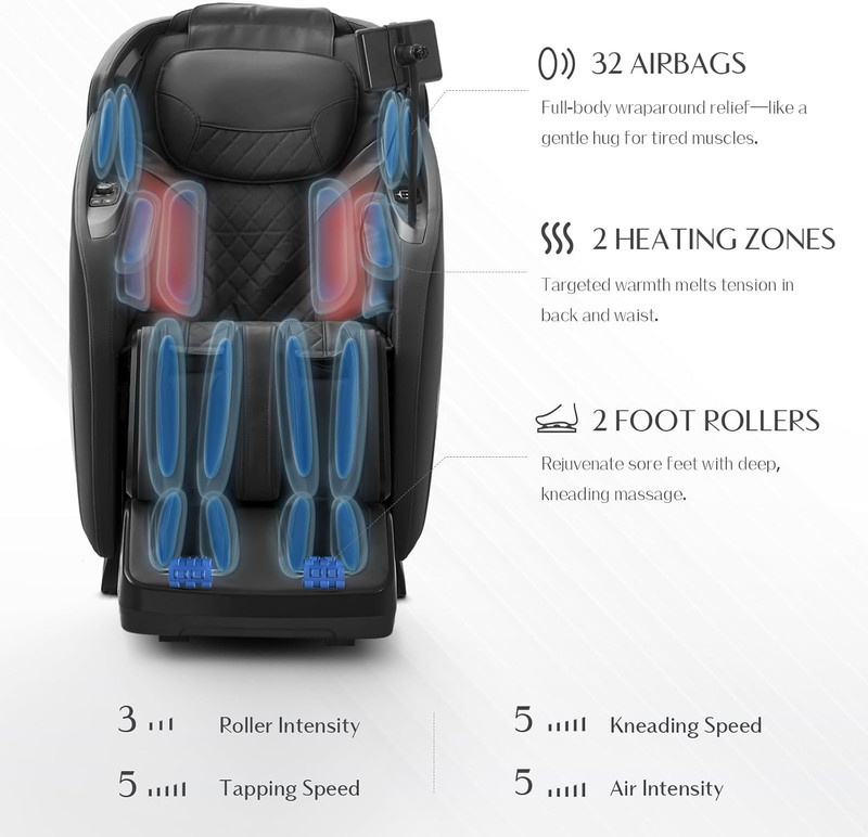 Luxury 3D Full Body Massage Chair with Zero Gravity & Bluetooth Speaker gallery