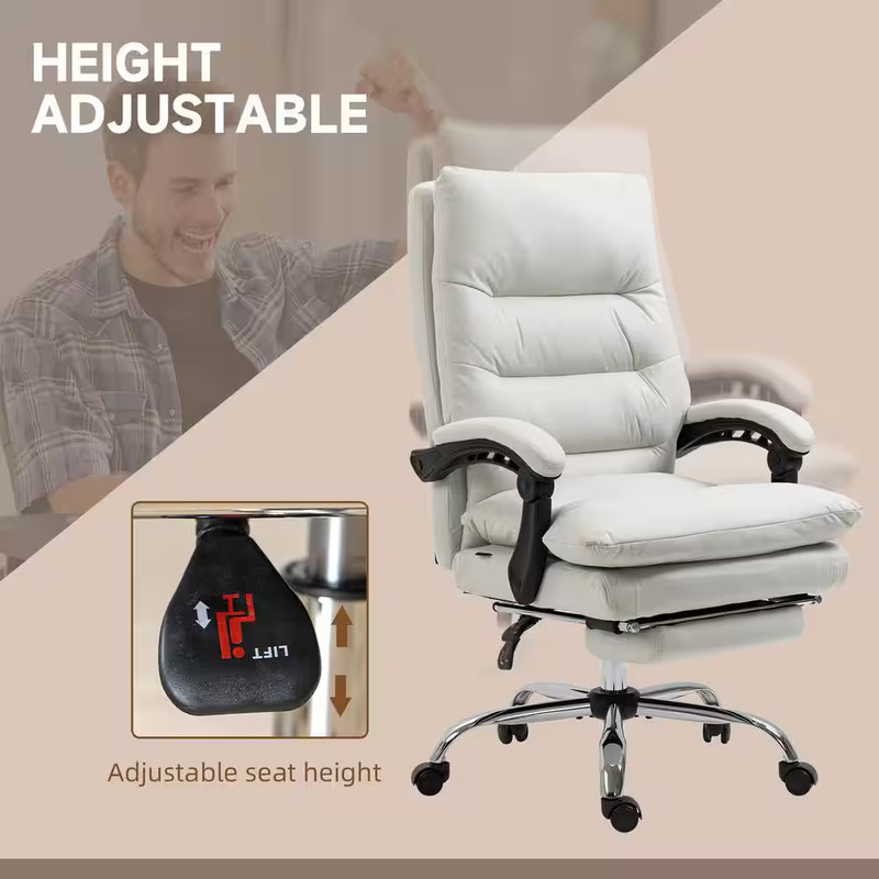Microfibre Durable Massage Chair 6 Vibration Massage Points Cream White NEW gallery