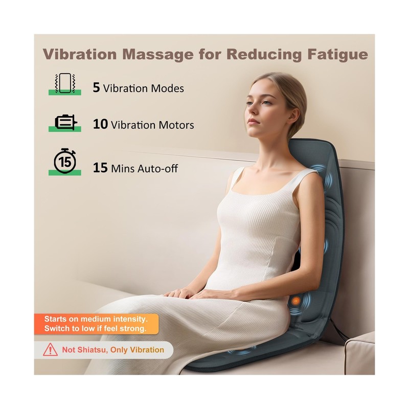 Vibration Back Massager with Heat, Massage Chair Pad with 10 Vibrat... Fast Ship gallery