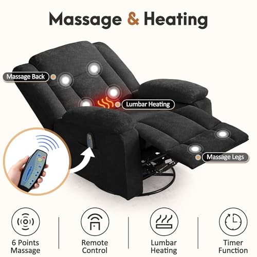 Korser Rocker Recliner Chair for Adults, 360° Swivel Rocker Recliner with gallery