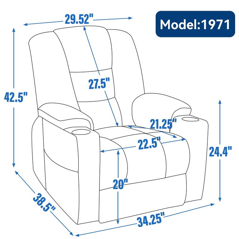 Power Lift Recliner Chair with Massage, Heat, USB Ports, Blue gallery