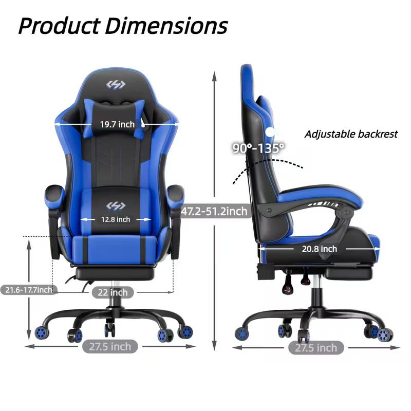 Chair with Massage Lumbar Support Ergonomic Computer Chair for Adults with Footr gallery