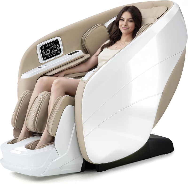 4D Zero Gravity Full Body Massage Chair with Aroma System - White