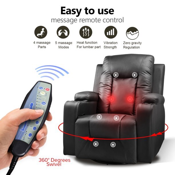 Recliner Chair Leather Sofa with Heated Massage Living Room Chair Black Brown gallery