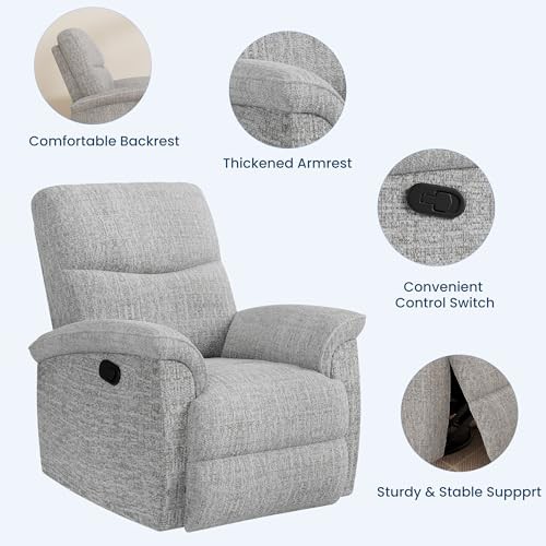 Swivel Rocker Recliner Chair, Nursery Rocker Recline Chair, Manual Grey gallery